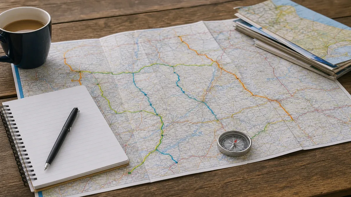 Route Planning scenic highway guide illustration